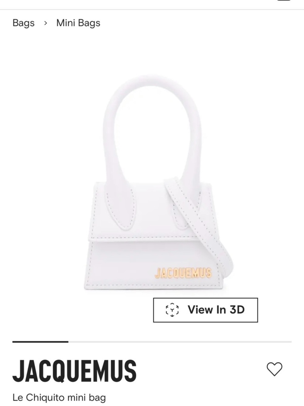 Jacquemus white Le Chiquito top-handle mini bag with gold logo
